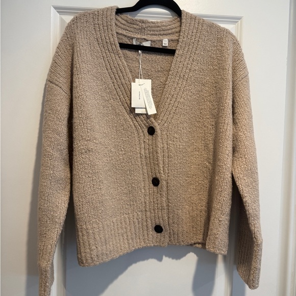 $425 VINCE Bouclé-Knit Wool-Blend Cardigan Sz L - Picture 5 of 12